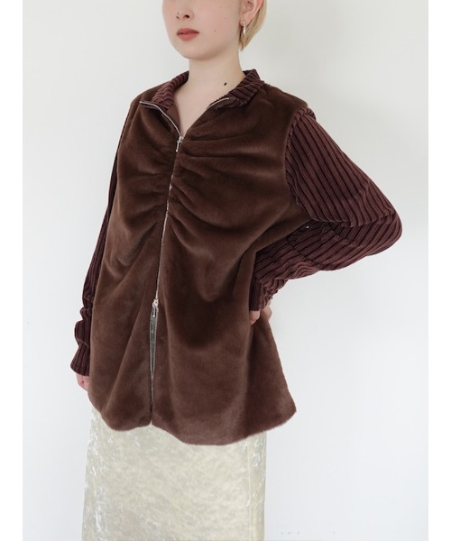 sahara（サハラ）の「Fur Docking Zip Top/ファードッキングジップトップ（その他トップス・レディース・ブラウン/その他/ブラック・FREE）」の14枚目の写真