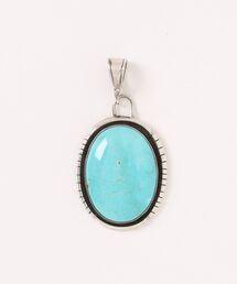 Indian Jewelry（インディアンジュエリー）の「THEATER シアター ラウンドシェイプデザインターコイズペンダントトップ Made in USA（チャーム）」