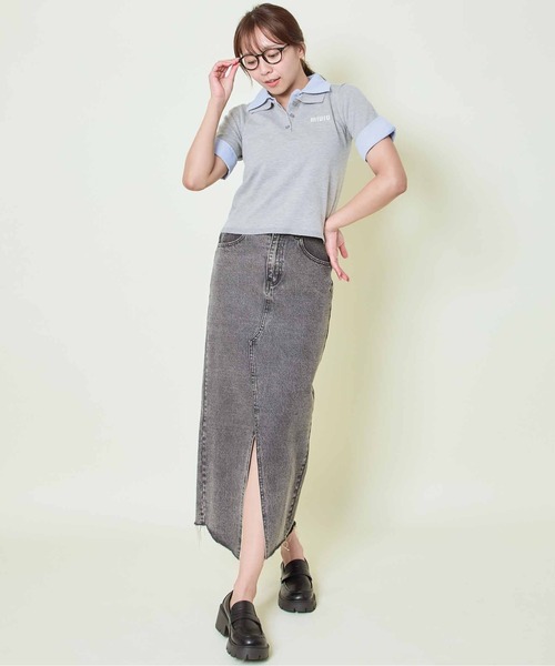 GORGE(ゴージ)の「《布帛切り替え×異素材ミックス》レディース 半袖ニットプルオーバー 春夏秋/きれいめカジュアル(ニット/セーター・レディース・ネイビー/ボルドー/グレー・F)」の4枚目の写真