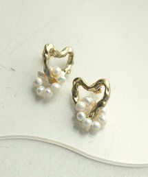 マットハート×淡水パールピアス