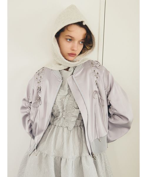 FURFUR（ファーファー）の「レースアップサテンブルゾン（ブルゾン・レディース・ピンク/ブラック/サックスブルー・F）」の12枚目の写真