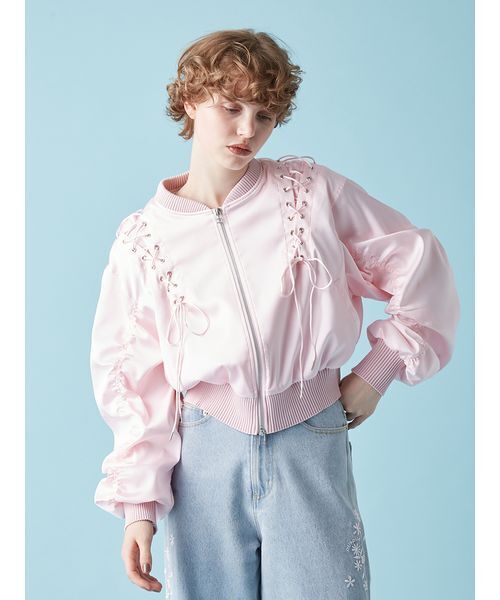 FURFUR（ファーファー）の「レースアップサテンブルゾン（ブルゾン・レディース・ピンク/ブラック/サックスブルー・F）」の16枚目の写真