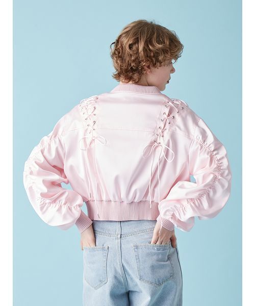 FURFUR（ファーファー）の「レースアップサテンブルゾン（ブルゾン・レディース・ピンク/ブラック/サックスブルー・F）」の17枚目の写真