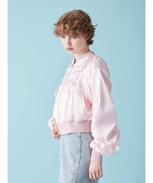 FURFUR（ファーファー）の「レースアップサテンブルゾン（ブルゾン・レディース・ピンク/ブラック/サックスブルー・F）」の18枚目の写真