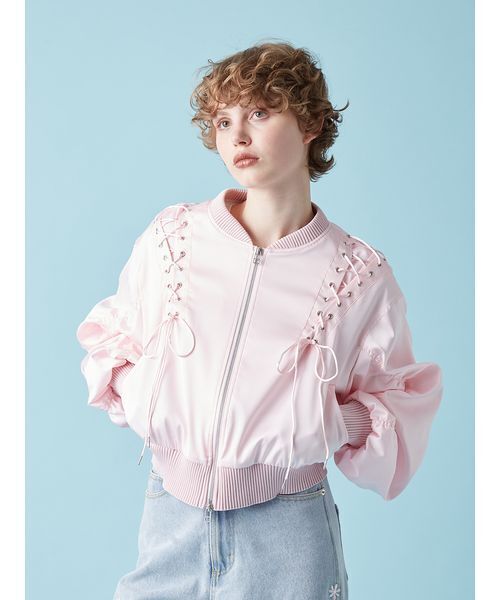 FURFUR（ファーファー）の「レースアップサテンブルゾン（ブルゾン・レディース・ピンク/ブラック/サックスブルー・F）」の19枚目の写真