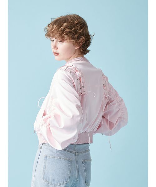 レースアップサテンブルゾン（ブルゾン）｜FURFUR（ファーファー）の