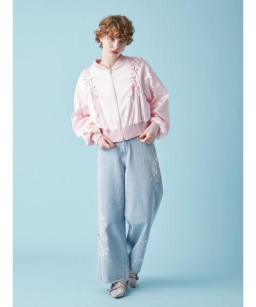 FURFUR（ファーファー）の「レースアップサテンブルゾン（ブルゾン・レディース・ピンク/ブラック/サックスブルー・F）」の6枚目の写真