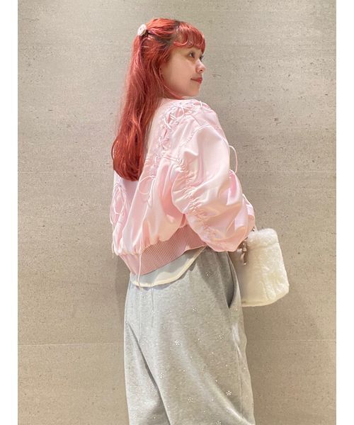 レースアップサテンブルゾン（ブルゾン）｜FURFUR（ファーファー）の