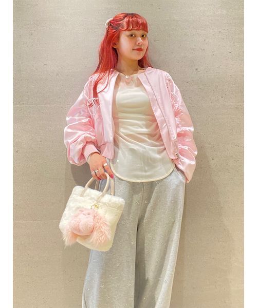 FURFUR（ファーファー）の「レースアップサテンブルゾン（ブルゾン・レディース・ピンク/ブラック/サックスブルー・F）」の8枚目の写真