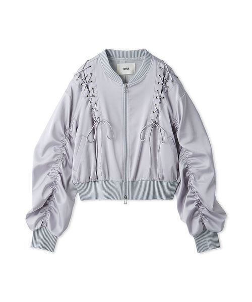 FURFUR（ファーファー）の「レースアップサテンブルゾン（ブルゾン・レディース・ピンク/ブラック/サックスブルー・F）」の11枚目の写真