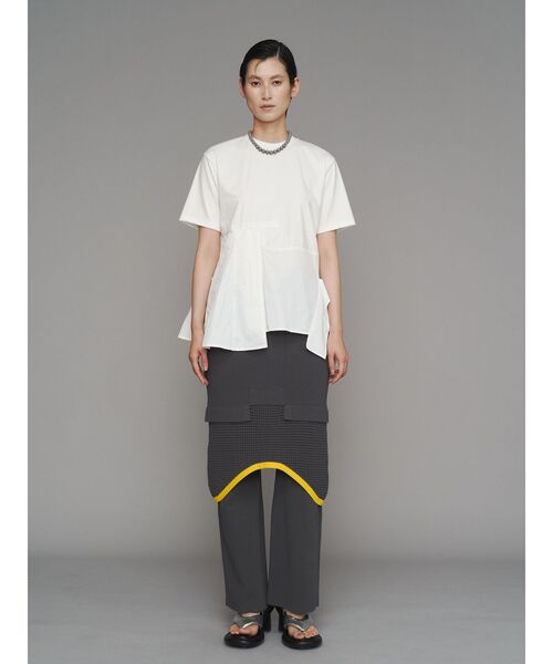 UN3D. アンスリード 変形Tシャツ アシメ ブラック コットン FREE ASYMME HEM T-SH / アシメヘムTシャツ（Tシャツ/カットソー