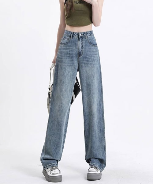 urge：（アージコロン ）の「【URGE：】ハイウエスト ストレート デニムパンツ（デニムパンツ・レディース・ブルー/ライトブルー/ブラック・X-LARGE/LARGE/MEDIUM/SMALL）」の3枚目の写真
