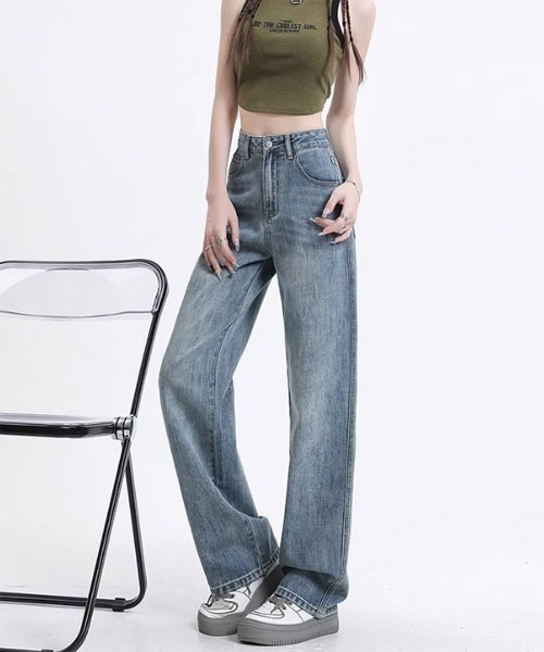 urge：（アージコロン ）の「【URGE：】ハイウエスト ストレート デニムパンツ（デニムパンツ・レディース・ブルー/ライトブルー/ブラック・X-LARGE/LARGE/MEDIUM/SMALL）」の13枚目の写真
