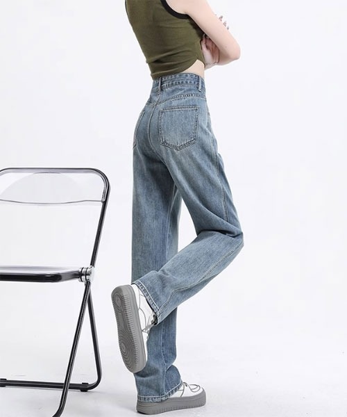 urge：（アージコロン ）の「【URGE：】ハイウエスト ストレート デニムパンツ（デニムパンツ・レディース・ブルー/ライトブルー/ブラック・X-LARGE/LARGE/MEDIUM/SMALL）」の4枚目の写真