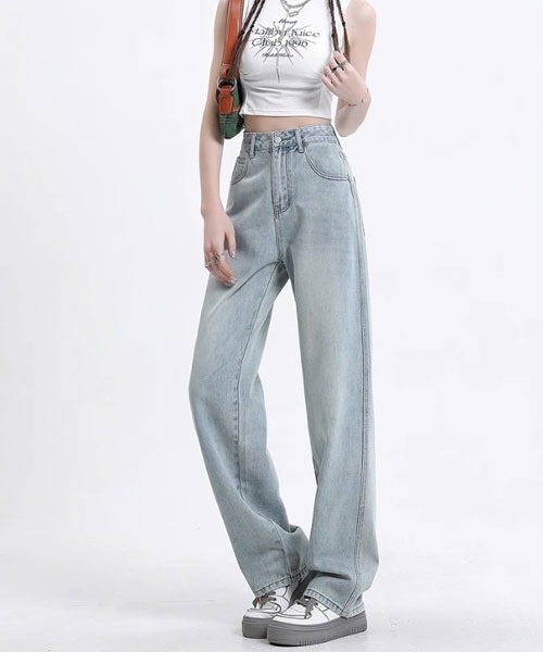 urge：（アージコロン ）の「【URGE：】ハイウエスト ストレート デニムパンツ（デニムパンツ・レディース・ブルー/ライトブルー/ブラック・X-LARGE/LARGE/MEDIUM/SMALL）」の6枚目の写真
