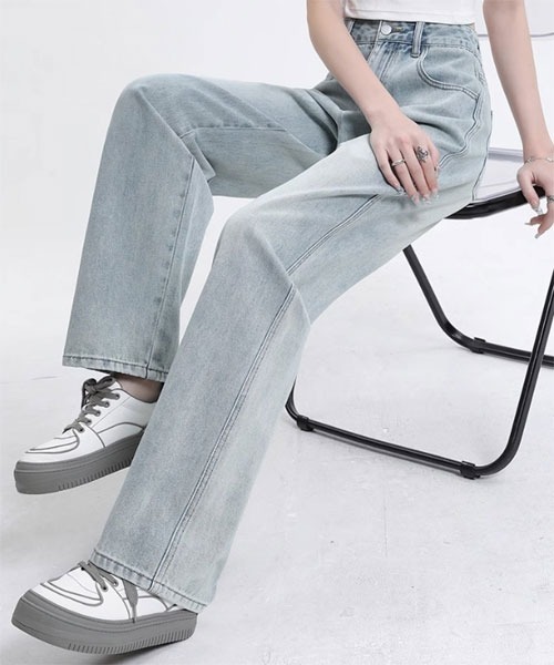 urge：（アージコロン ）の「【URGE：】ハイウエスト ストレート デニムパンツ（デニムパンツ・レディース・ブルー/ライトブルー/ブラック・X-LARGE/LARGE/MEDIUM/SMALL）」の7枚目の写真