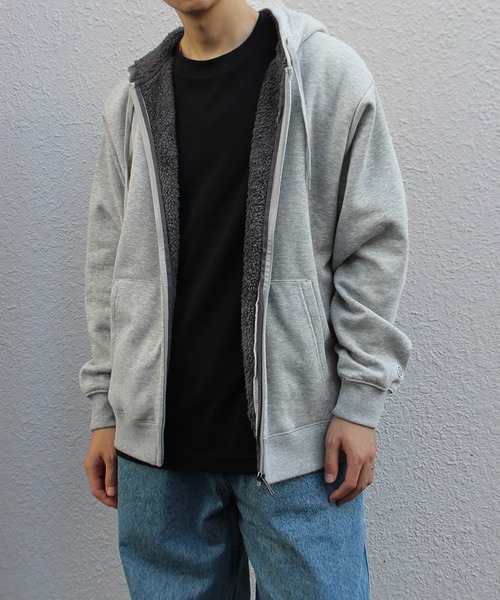DISCUS ATHLETIC（ディスカス　アスレチック）の「【DISCUS ATHLETIC/ディスカス アスレチック】裏ボアフルＺＩＰパーカー（パーカー・メンズ・ネイビー/オートミール/杢グレー/ブラック・M/L/XL）」の2枚目の写真