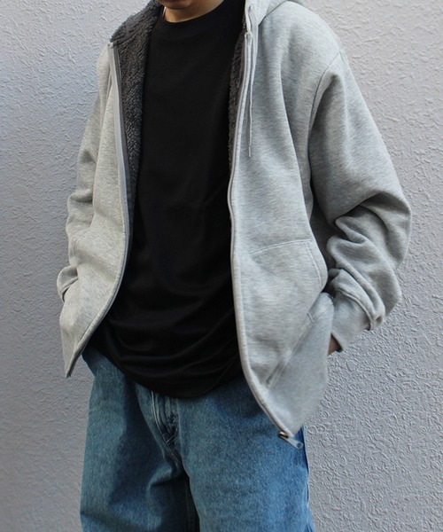 DISCUS ATHLETIC（ディスカス　アスレチック）の「【DISCUS ATHLETIC/ディスカス アスレチック】裏ボアフルＺＩＰパーカー（パーカー・メンズ・ネイビー/オートミール/杢グレー/ブラック・M/L/XL）」の16枚目の写真