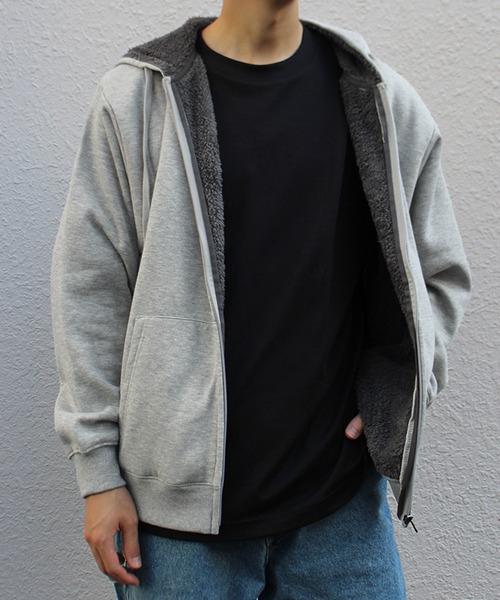 DISCUS ATHLETIC（ディスカス　アスレチック）の「【DISCUS ATHLETIC/ディスカス アスレチック】裏ボアフルＺＩＰパーカー（パーカー・メンズ・ネイビー/オートミール/杢グレー/ブラック・M/L/XL）」の15枚目の写真