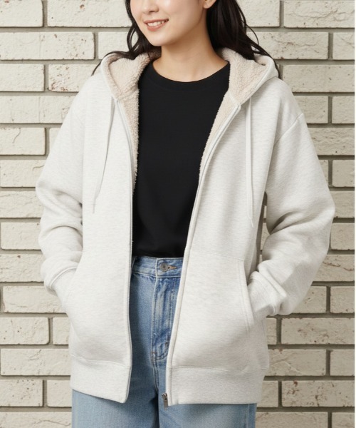 DISCUS ATHLETIC（ディスカス　アスレチック）の「【DISCUS ATHLETIC/ディスカス アスレチック】裏ボアフルＺＩＰパーカー（パーカー・メンズ・ネイビー/オートミール/杢グレー/ブラック・M/L/XL）」の8枚目の写真