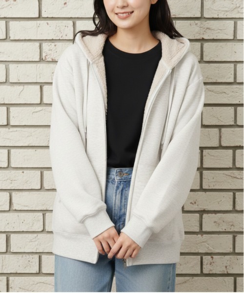 DISCUS ATHLETIC（ディスカス　アスレチック）の「【DISCUS ATHLETIC/ディスカス アスレチック】裏ボアフルＺＩＰパーカー（パーカー・メンズ・ネイビー/オートミール/杢グレー/ブラック・M/L/XL）」の9枚目の写真