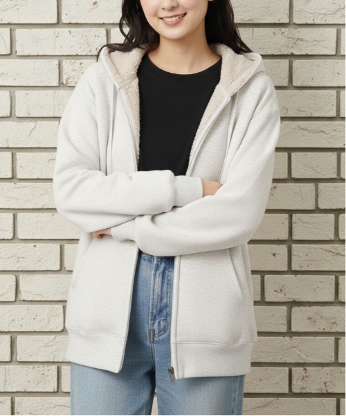 DISCUS ATHLETIC（ディスカス　アスレチック）の「【DISCUS ATHLETIC/ディスカス アスレチック】裏ボアフルＺＩＰパーカー（パーカー・メンズ・ネイビー/オートミール/杢グレー/ブラック・M/L/XL）」の10枚目の写真