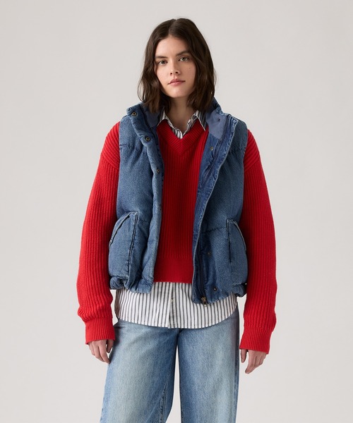 Levi's(リーバイス)の「Levi's/リーバイス ウエスタンバブルベスト(ダウンベスト・レディース・ダークインディゴブルー・XS/S/M)」の11枚目の写真
