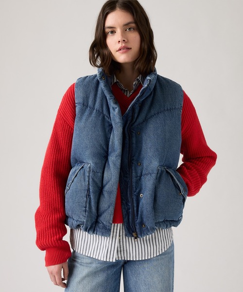 Levi's(リーバイス)の「Levi's/リーバイス ウエスタンバブルベスト(ダウンベスト・レディース・ダークインディゴブルー・XS/S/M)」の13枚目の写真