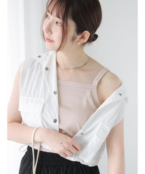 Te chichi TERRASSE（テチチテラス）の「ラメ混ワイドリブキャミソール（キャミソール・レディース・オフホワイト/グレー/ピンク/パープル・F）」の6枚目の写真