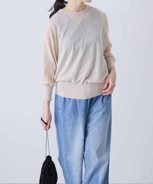 かぐれ（カグレ）の「コットンエアリー7分袖プルオーバー（ニット/セーター・レディース・ブラック/グレー/ベージュ・FREE）」の3枚目の写真