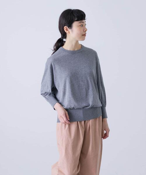 かぐれ（カグレ）の「コットンエアリー7分袖プルオーバー（ニット/セーター・レディース・ブラック/グレー/ベージュ・FREE）」の2枚目の写真