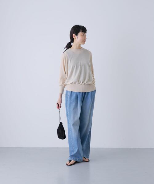 かぐれ（カグレ）の「コットンエアリー7分袖プルオーバー（ニット/セーター・レディース・ブラック/グレー/ベージュ・FREE）」の7枚目の写真