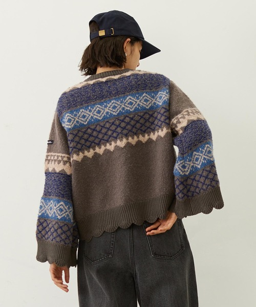 MILKFED.（ミルクフェド）の「PATTERNED KNIT TUNIC（ニット/セーター・レディース・オフホワイト/ブラウン/イエロー・ONE SIZE）」の4枚目の写真