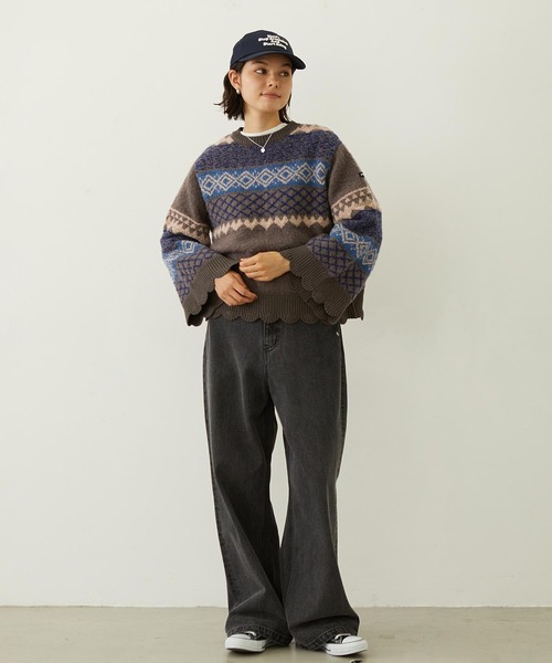 MILKFED.（ミルクフェド）の「PATTERNED KNIT TUNIC（ニット/セーター・レディース・オフホワイト/ブラウン/イエロー・ONE SIZE）」の6枚目の写真