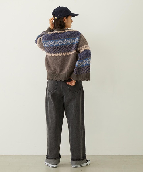 MILKFED.（ミルクフェド）の「PATTERNED KNIT TUNIC（ニット/セーター・レディース・オフホワイト/ブラウン/イエロー・ONE SIZE）」の9枚目の写真