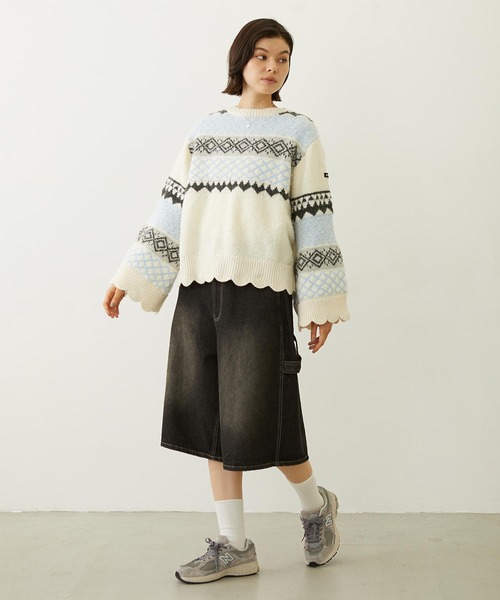 MILKFED.（ミルクフェド）の「PATTERNED KNIT TUNIC（ニット/セーター・レディース・オフホワイト/ブラウン/イエロー・ONE SIZE）」の12枚目の写真