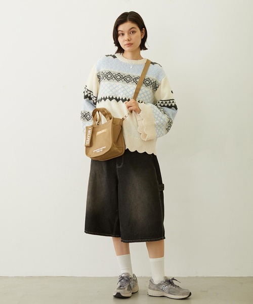 MILKFED.（ミルクフェド）の「PATTERNED KNIT TUNIC（ニット/セーター・レディース・オフホワイト/ブラウン/イエロー・ONE SIZE）」の14枚目の写真