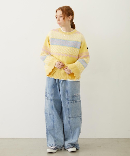 MILKFED.（ミルクフェド）の「PATTERNED KNIT TUNIC（ニット/セーター・レディース・オフホワイト/ブラウン/イエロー・ONE SIZE）」の20枚目の写真