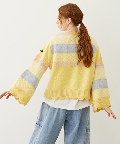 MILKFED.（ミルクフェド）の「PATTERNED KNIT TUNIC（ニット/セーター・レディース・オフホワイト/ブラウン/イエロー・ONE SIZE）」の19枚目の写真