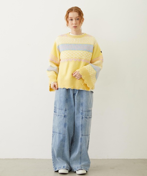 MILKFED.（ミルクフェド）の「PATTERNED KNIT TUNIC（ニット/セーター・レディース・オフホワイト/ブラウン/イエロー・ONE SIZE）」の22枚目の写真