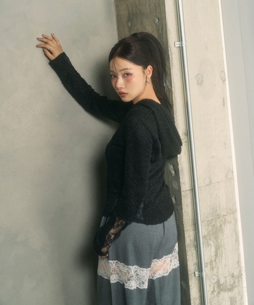 ANDGEEBEE(アンジービー)の「レースドッキングワイドパンツ(スラックス・レディース・グレー/ブラック・FREE)」の15枚目の写真