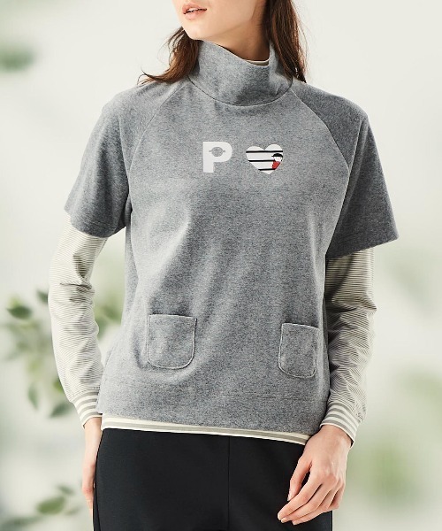 Picone CLUB(ピッコーネクラブ)の「パイル地半袖プルオーバー(Tシャツ/カットソー・レディース・ブラック/グレー/グリーン・L/M/S)」の2枚目の写真