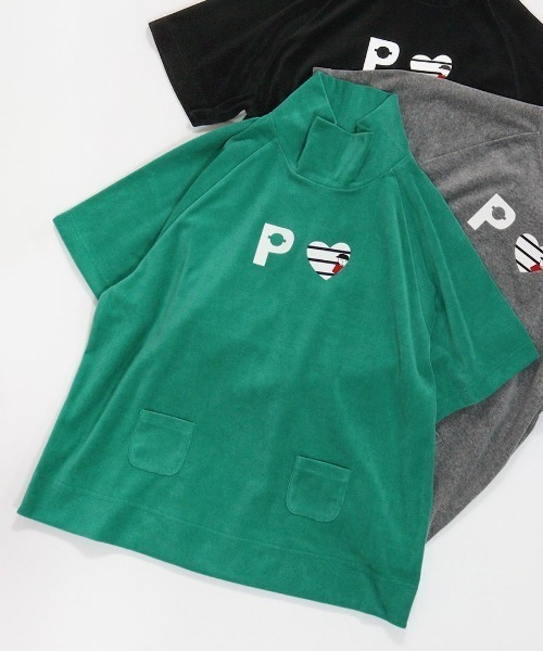 Picone CLUB(ピッコーネクラブ)の「パイル地半袖プルオーバー(Tシャツ/カットソー・レディース・ブラック/グレー/グリーン・L/M/S)」の3枚目の写真