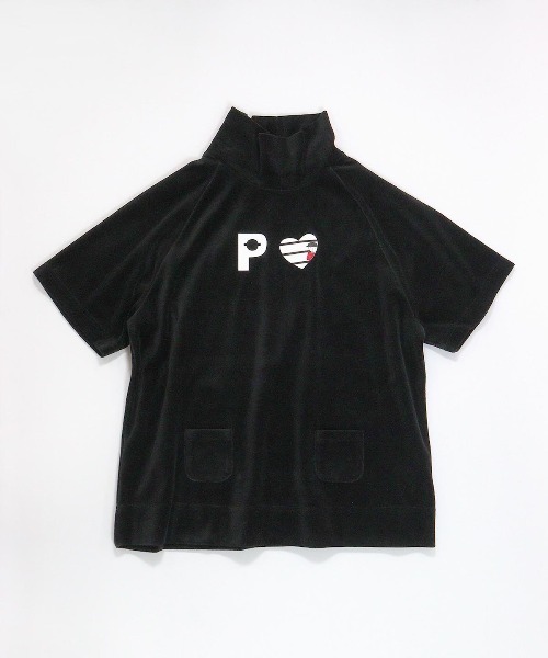 Picone CLUB(ピッコーネクラブ)の「パイル地半袖プルオーバー(Tシャツ/カットソー・レディース・ブラック/グレー/グリーン・L/M/S)」の1枚目の写真