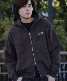 【FFEIN（フェイン）】ヘビーウエイトワンポイント立体フードジップパーカー / パーカー ダブルジップ ワンポイント ロゴ 裏起毛 フーディ