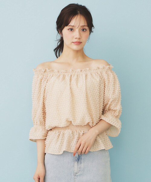 index(インデックス)の「2WAY カットジャカードブラウス【洗濯機洗い可/防シワ】(シャツ/ブラウス・レディース・ライトベージュ/ピンク系その他/ブラック・00)」の16枚目の写真