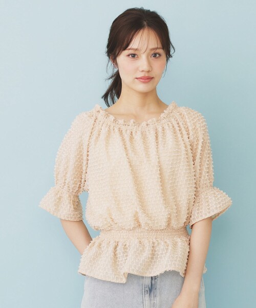 index(インデックス)の「2WAY カットジャカードブラウス【洗濯機洗い可/防シワ】(シャツ/ブラウス・レディース・ライトベージュ/ピンク系その他/ブラック・00)」の22枚目の写真
