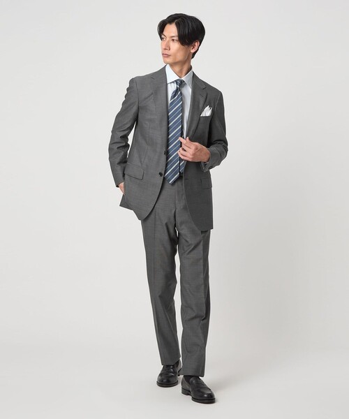 green label relaxing(グリーンレーベルリラクシング)の「GUABELLO 組織無地 2B MF スーツジャケット(スーツジャケット・メンズ・グレー系/ネイビー・44/50/46/52/42/48)」の4枚目の写真