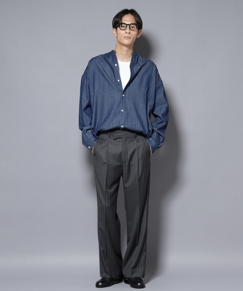 remer THOMAS MASON 青 長袖シャツ ポケット付き THOMAS MASON remer THOMAS MASON 青 長袖シャツ ポケット付き THOMAS MASON