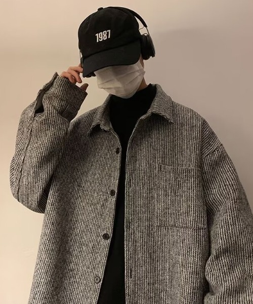 SHEPP（シープ）の「ツイードライク ルーズジャケット（テーラードジャケット・レディース・グレー/ブラック/ブラウン・M/L）」の2枚目の写真